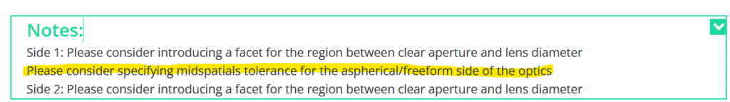 Please consider specifying midspatials tolerances for the aspherical/freeform side of the optics