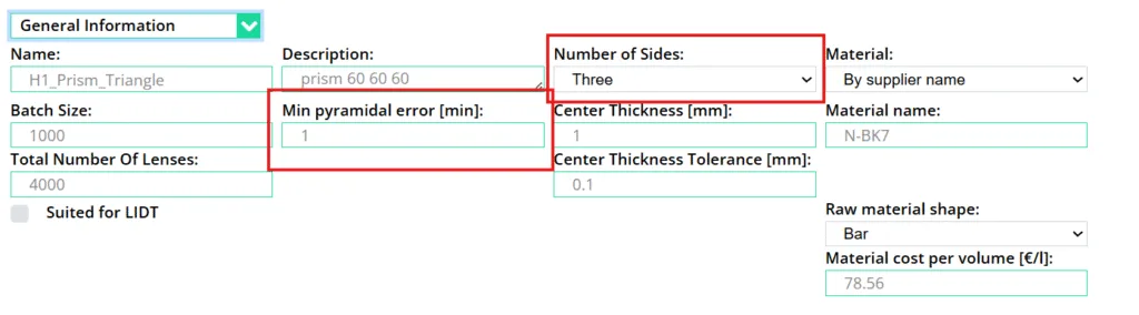 prism general parameters